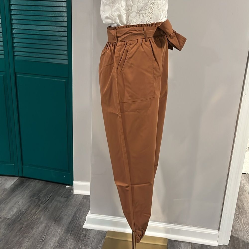 NWT Women's Brown Tie-Waist Jogger Pants - small - Picture 8 of 11
